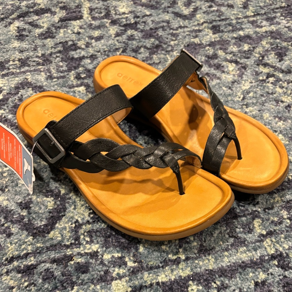 NEW Aetrex Selena ADJ Slide Black